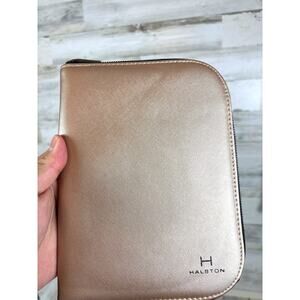 H HALSTON Women’s Gold Jewelry Portfolio Travel Case Organizer Zip Storage
